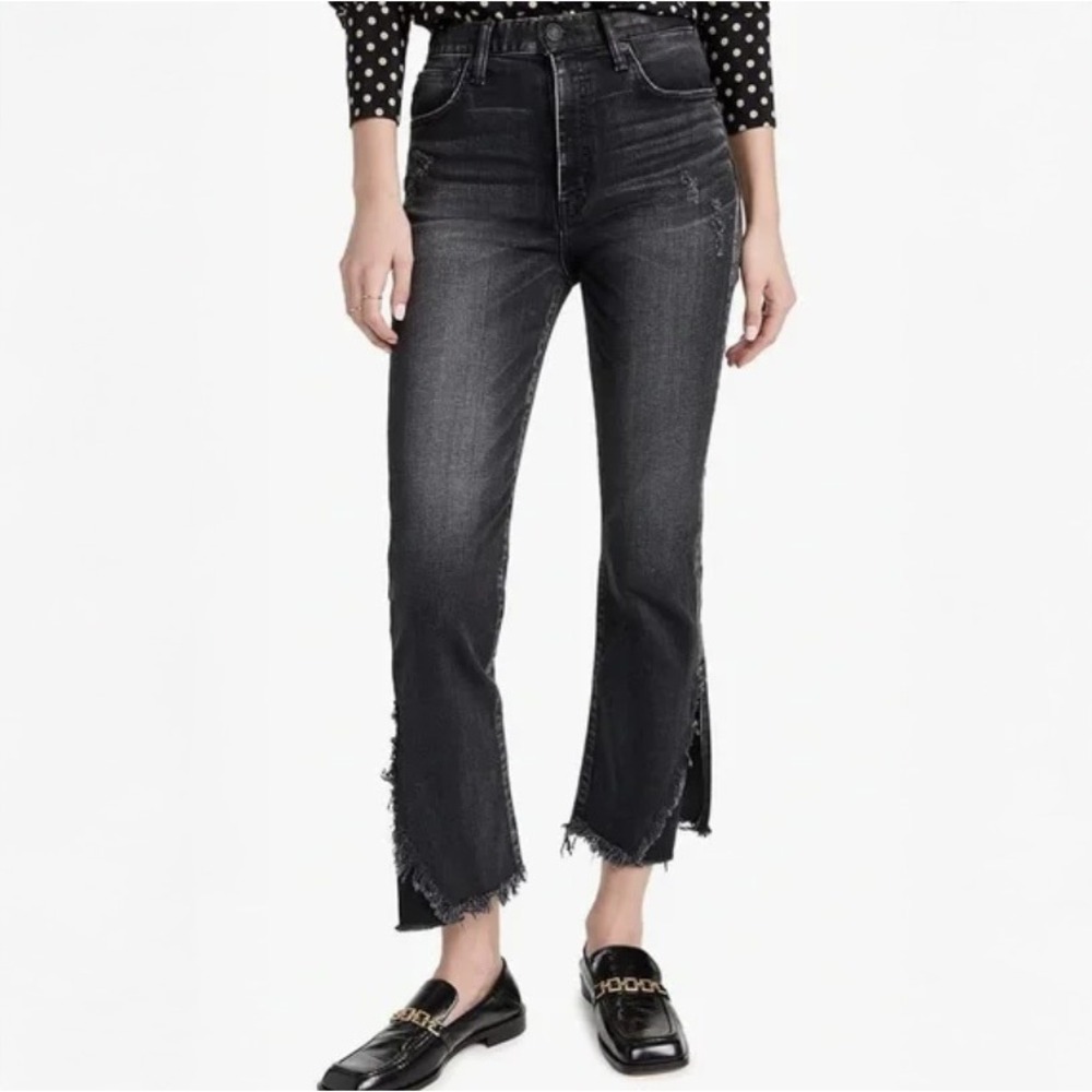 MOUSSY VINTAGE jeans Alhambra Flare-Hi Jeans black‎ crop split side hem Size 27